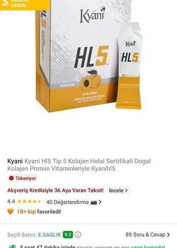 Kyani HL5 Tip 5 Kolajen Protein Vitaminleri