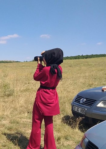 Koyu Kırmızı Uzun Kollu Etnik Desenli Kadın Takım - Görsel 3