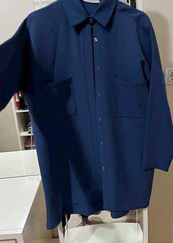 Düğmeli Lacivert Uzun Kollu Gömlek - Görsel 3
