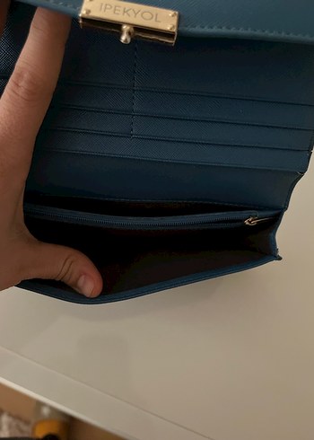 Klasik Mavi Deri Kadın Cüzdanı - Görsel 3