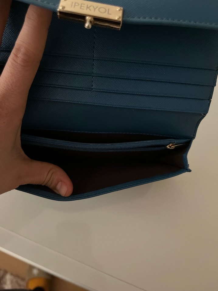 Klasik Mavi Deri Kadın Cüzdanı - Görsel 3