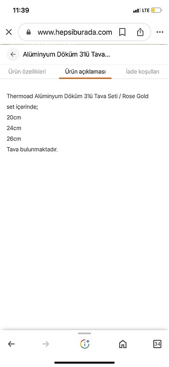  Beden Thermoad tava seti