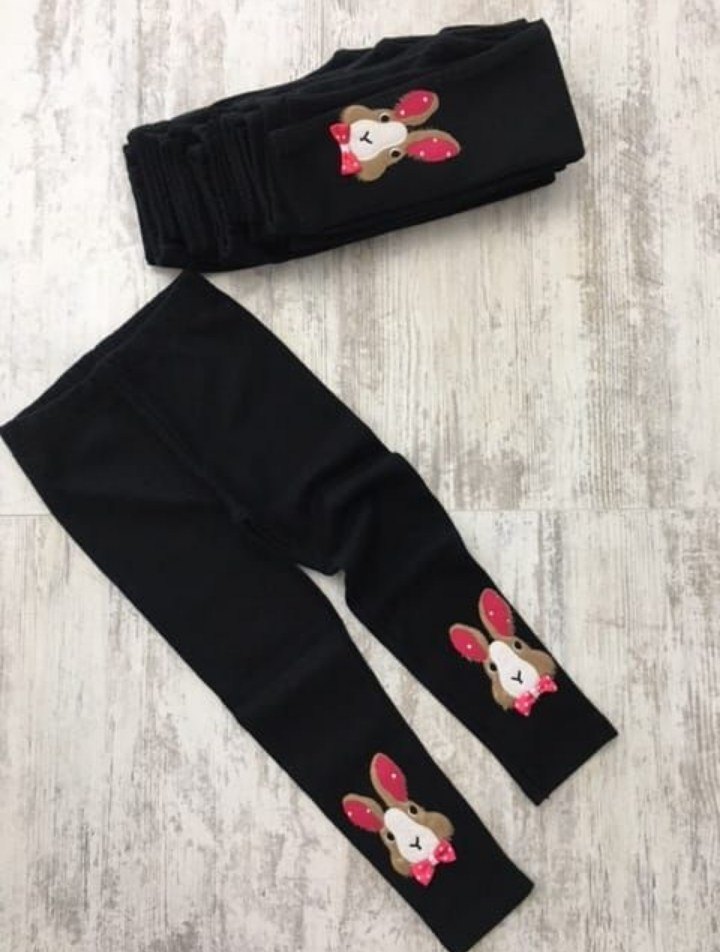 Nakışlı Siyah Kız Çocuk Tayt - Görsel 2