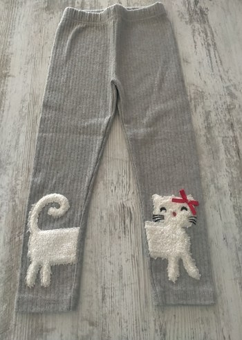 Kız çocuk gri kedili tayt - Görsel 2