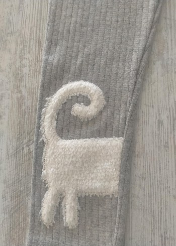 Kız çocuk gri kedili tayt - Görsel 3