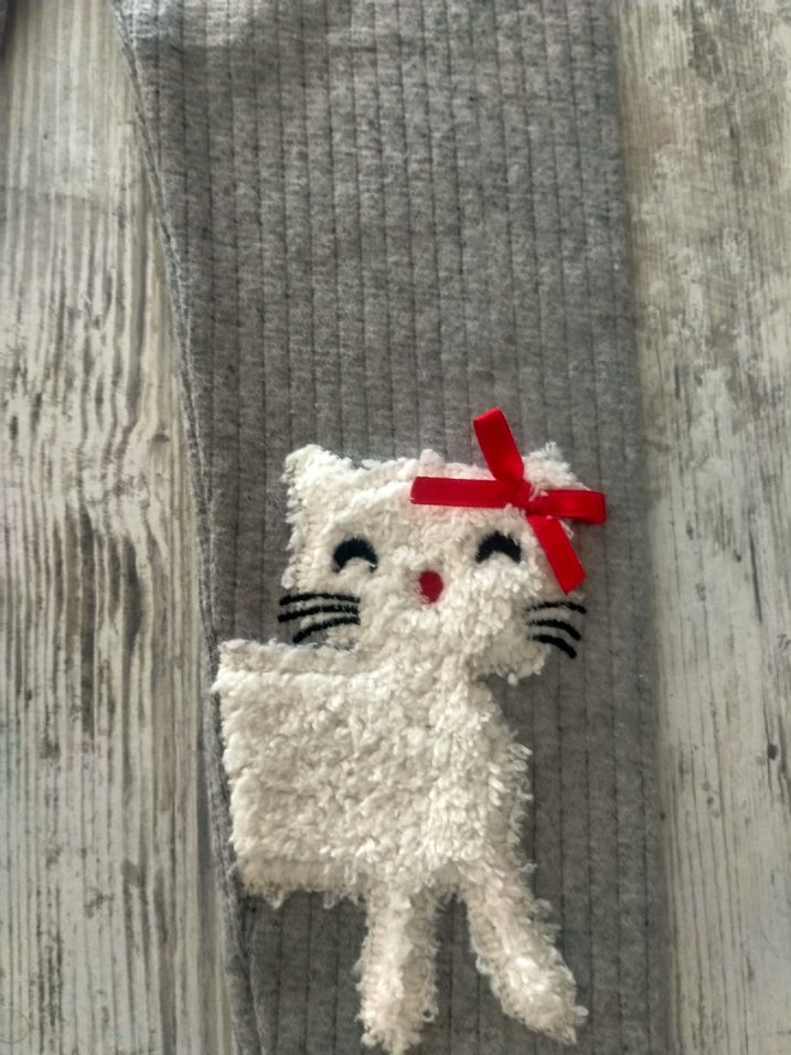 Kız çocuk gri kedili tayt - Görsel 4