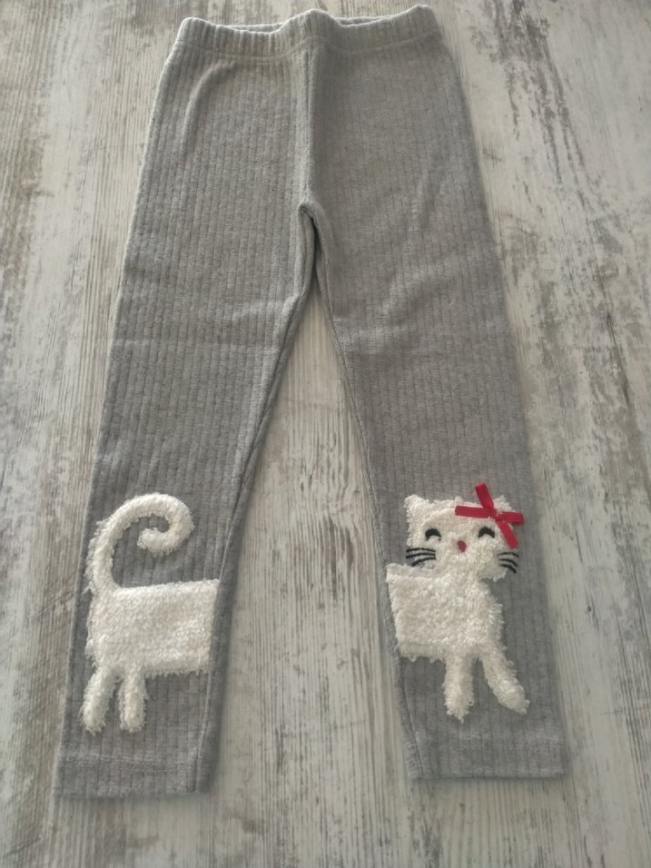 Kız çocuk gri kedili tayt - Görsel 2