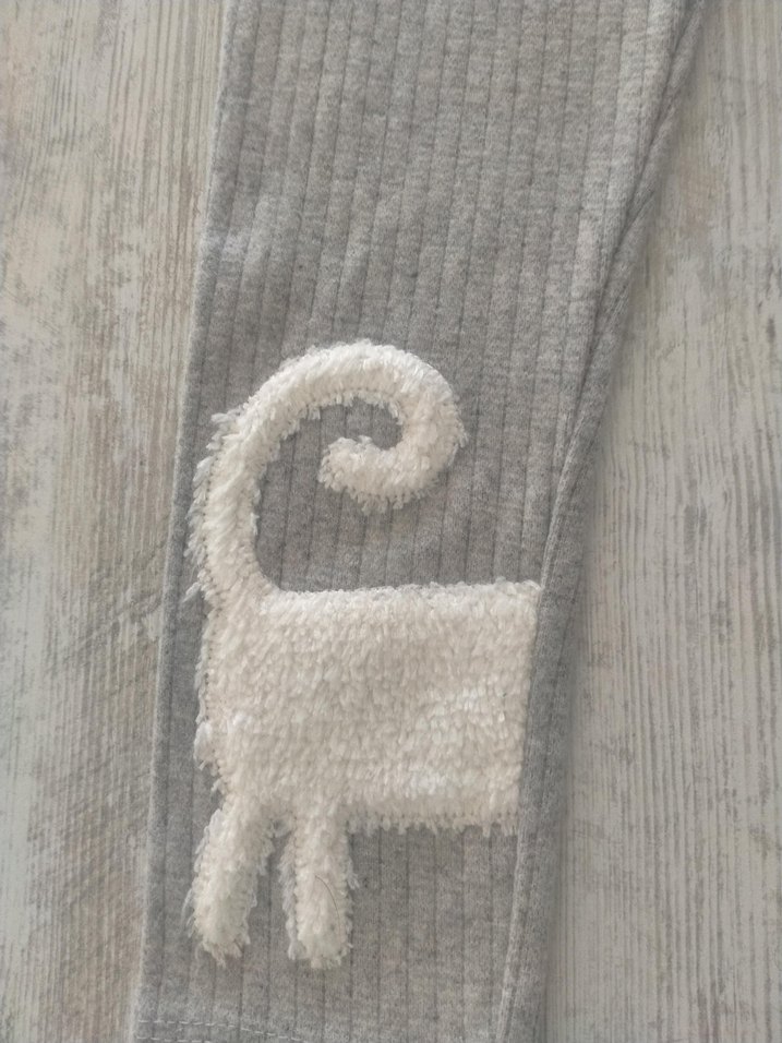 Kız çocuk gri kedili tayt - Görsel 3