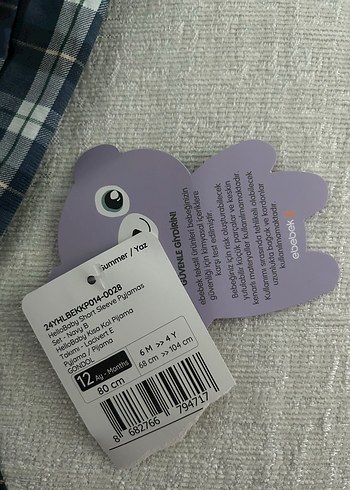 1 Yaş Beden 1 YAŞ e bebek erkek pijama takımı