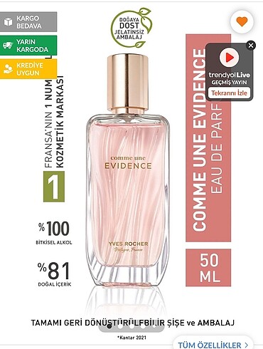 YVES ROCHER EVİDENCE KADIN PARFÜM