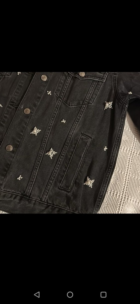 Nakışlı Siyah Kadın Denim Ceket - Görsel 4