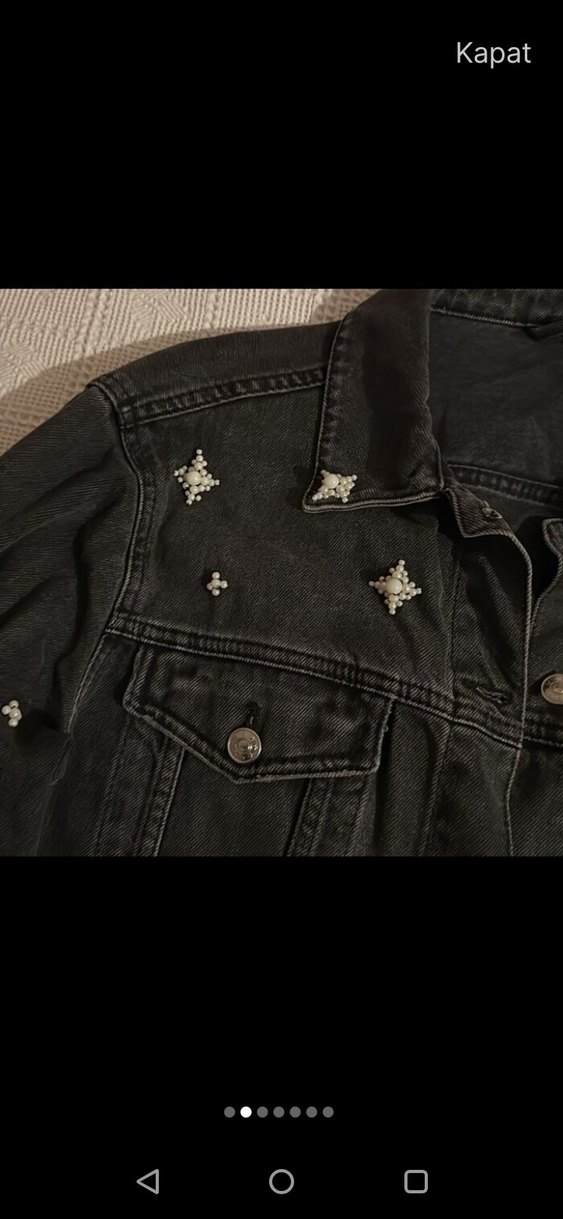 Nakışlı Siyah Kadın Denim Ceket - Görsel 2