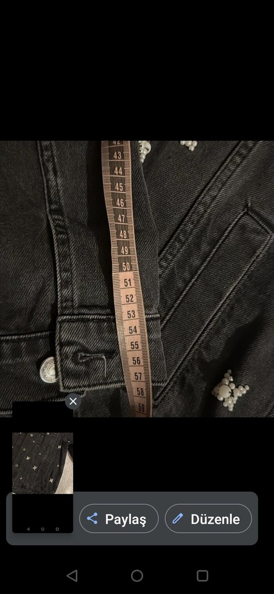 Nakışlı Siyah Kadın Denim Ceket - Görsel 5