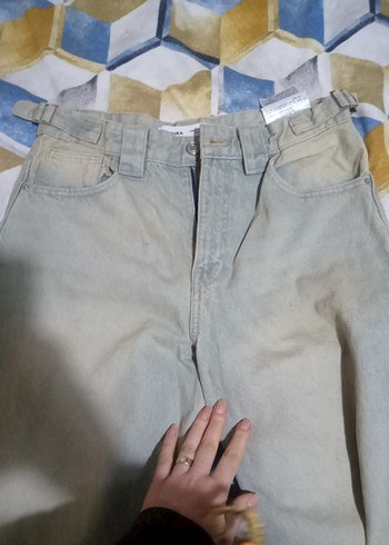 Bershka Düğmeli Kısa Gri Kadın Jean - Görsel 8