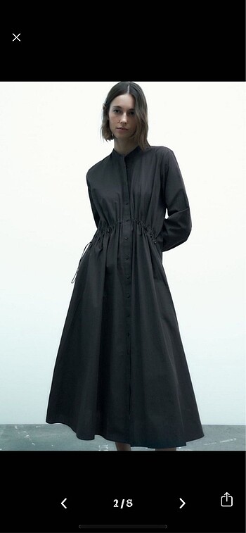 Zara antrasit poplin elbise
