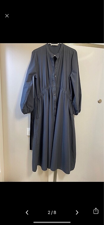 Zara Zara antrasit poplin elbise