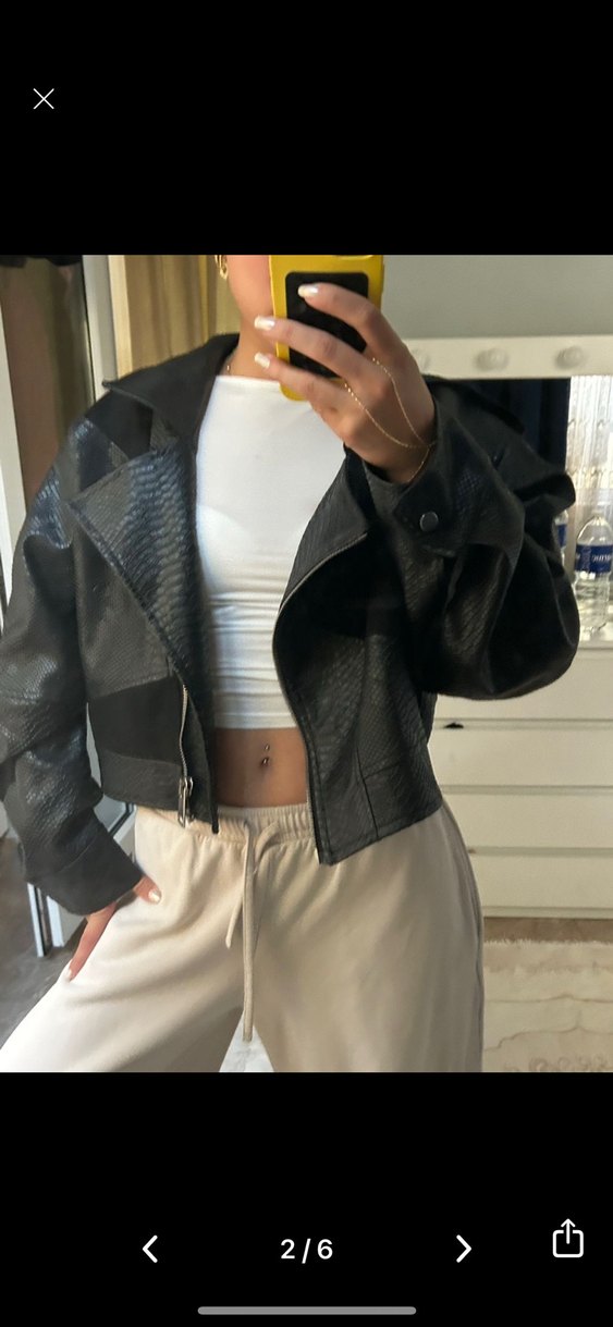 Beyoğlu Siyah Yılan Desenli Deri Ceket - Görsel 2