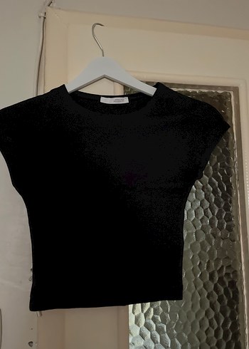 Siyah Kadın Kısa Kollu Kayık Yaka T-shirt - Görsel 3