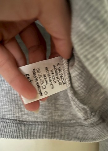 Gri Fitilli Uzun Kollu Triko Kazak - Görsel 3