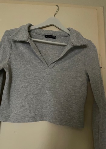 Gri Fitilli Uzun Kollu Triko Kazak - Görsel 5