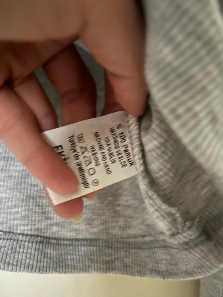 Gri Fitilli Uzun Kollu Triko Kazak - Görsel 3