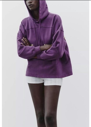 Mor Oversize Kadın Sweatshirt - Görsel 2