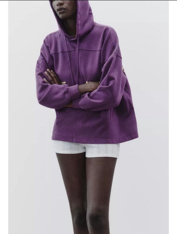 Mor Oversize Kadın Sweatshirt - Görsel 2