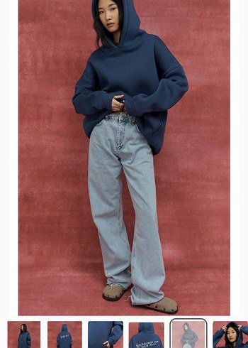 Lacivert Baskılı Salaş Sweatshirt - Görsel 4