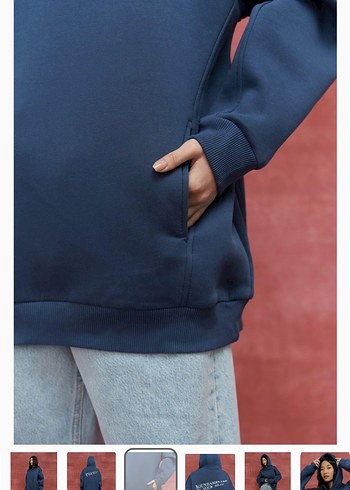 Lacivert Baskılı Salaş Sweatshirt - Görsel 6