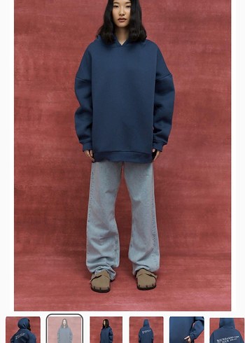 Lacivert Baskılı Salaş Sweatshirt - Görsel 8