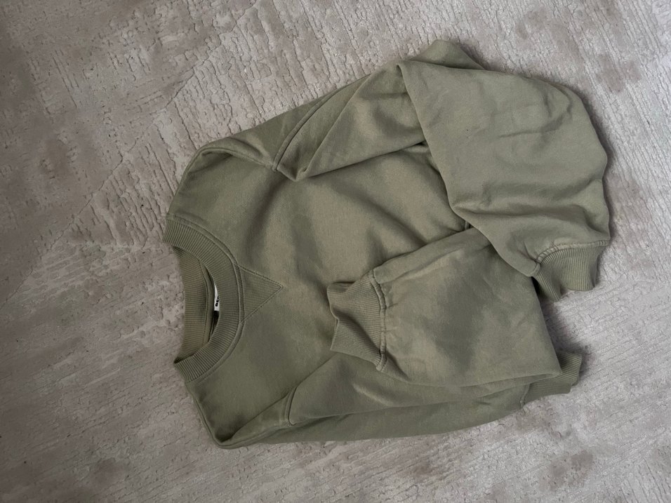 Yeşilin tonu açık haki gibi Oversize Kadın Sweatshirt - Görsel 2