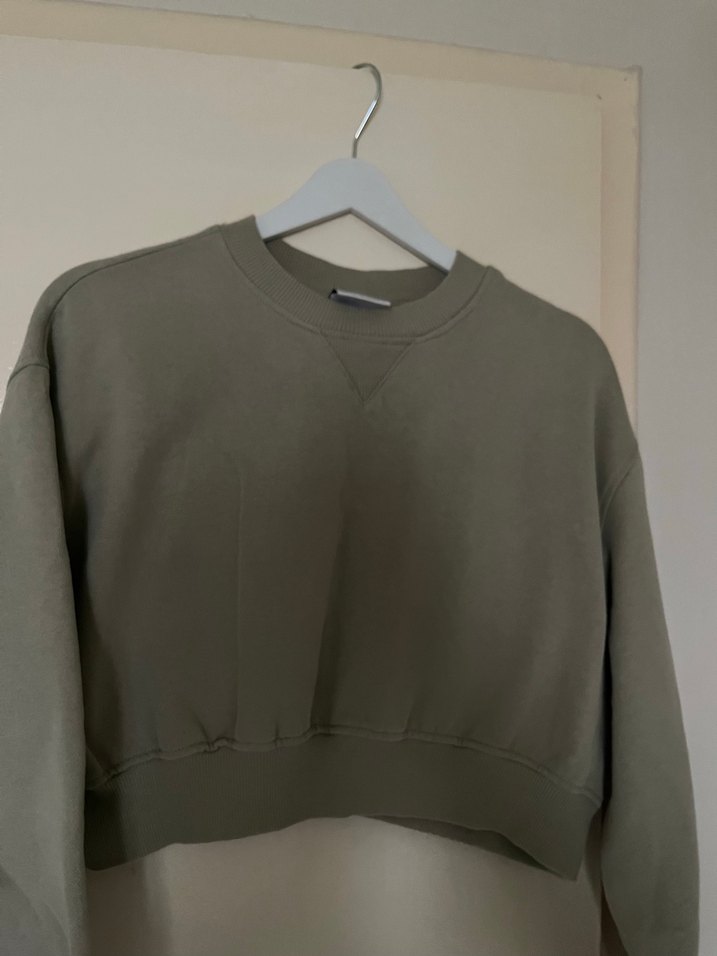 Yeşilin tonu açık haki gibi Oversize Kadın Sweatshirt - Görsel 4