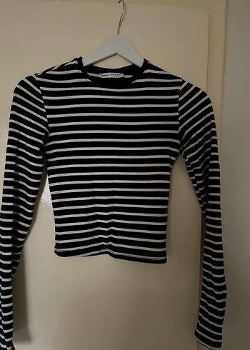 Siyah Beyaz Çizgili Kısa Kollu Tişört - Görsel 4