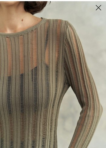 Kadın Kahverengi Pilili Uzun Kollu Crop Top - Görsel 6