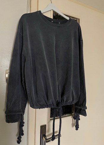 Gri Tie-Dye Salaş Kadın Sweatshirt - Görsel 2