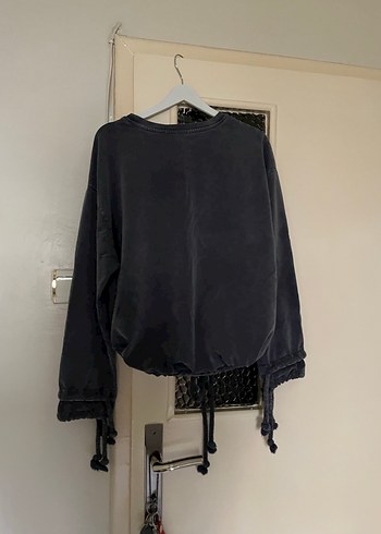 Gri Tie-Dye Salaş Kadın Sweatshirt - Görsel 8