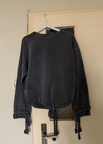 Gri Tie-Dye Salaş Kadın Sweatshirt - Görsel 10