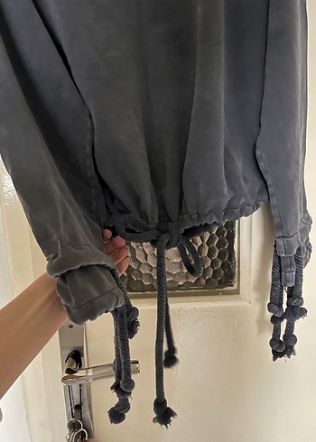 Gri Tie-Dye Salaş Kadın Sweatshirt - Görsel 4