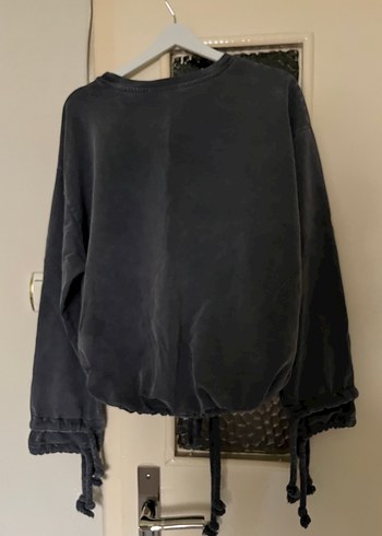 Gri Tie-Dye Salaş Kadın Sweatshirt - Görsel 9