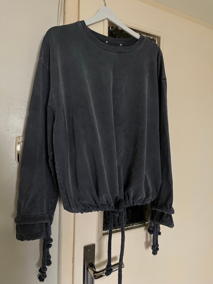 Gri Tie-Dye Salaş Kadın Sweatshirt - Görsel 2