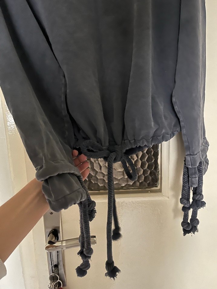 Gri Tie-Dye Salaş Kadın Sweatshirt - Görsel 4