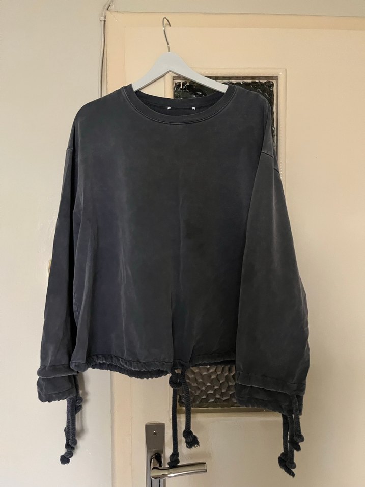 Gri Tie-Dye Salaş Kadın Sweatshirt - Görsel 5