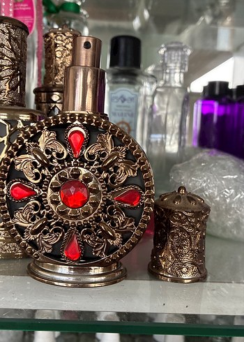 Vintage Kırmızı Taşlı Kadın Parfüm Şişesi - Görsel 2