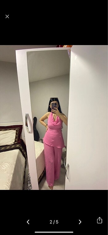 38 Beden Pembe goffre ikili takım
