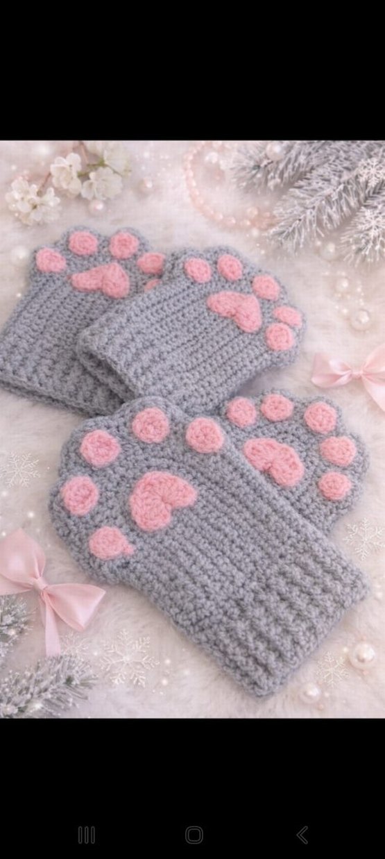 Pinterest Örgü Kadın Çocuk Eldiveni GRI-PEMBE - Görsel 3