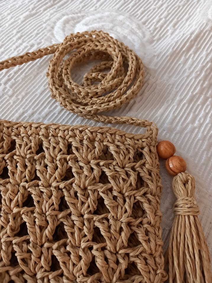 Bej Örgü Püsküllü Kadın Çapraz Çanta - Görsel 2