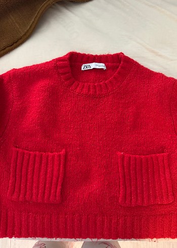 Kırmızı Zara Kadın Yün Kazak - Görsel 2