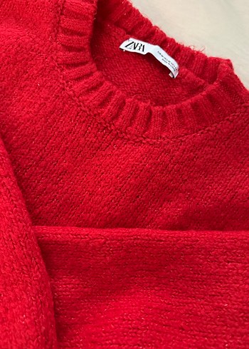 Kırmızı Zara Kadın Yün Kazak - Görsel 7