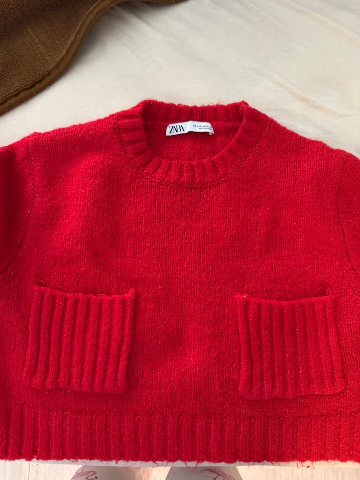 Kırmızı Zara Kadın Yün Kazak - Görsel 2