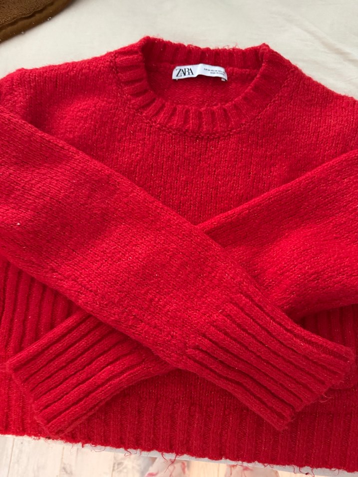 Kırmızı Zara Kadın Yün Kazak - Görsel 5